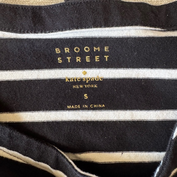 Broome Street Kate Spade Women’s S Black White Striped Ruffle Sleeve Top - Picture 8 of 10